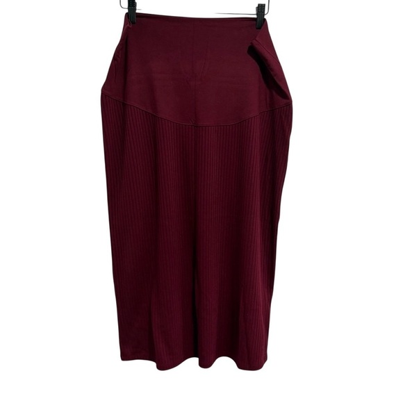 Old Navy Dresses & Skirts - Old Navy Maternity Burgundy Midi Ribbed Pencil Skirt High Waist